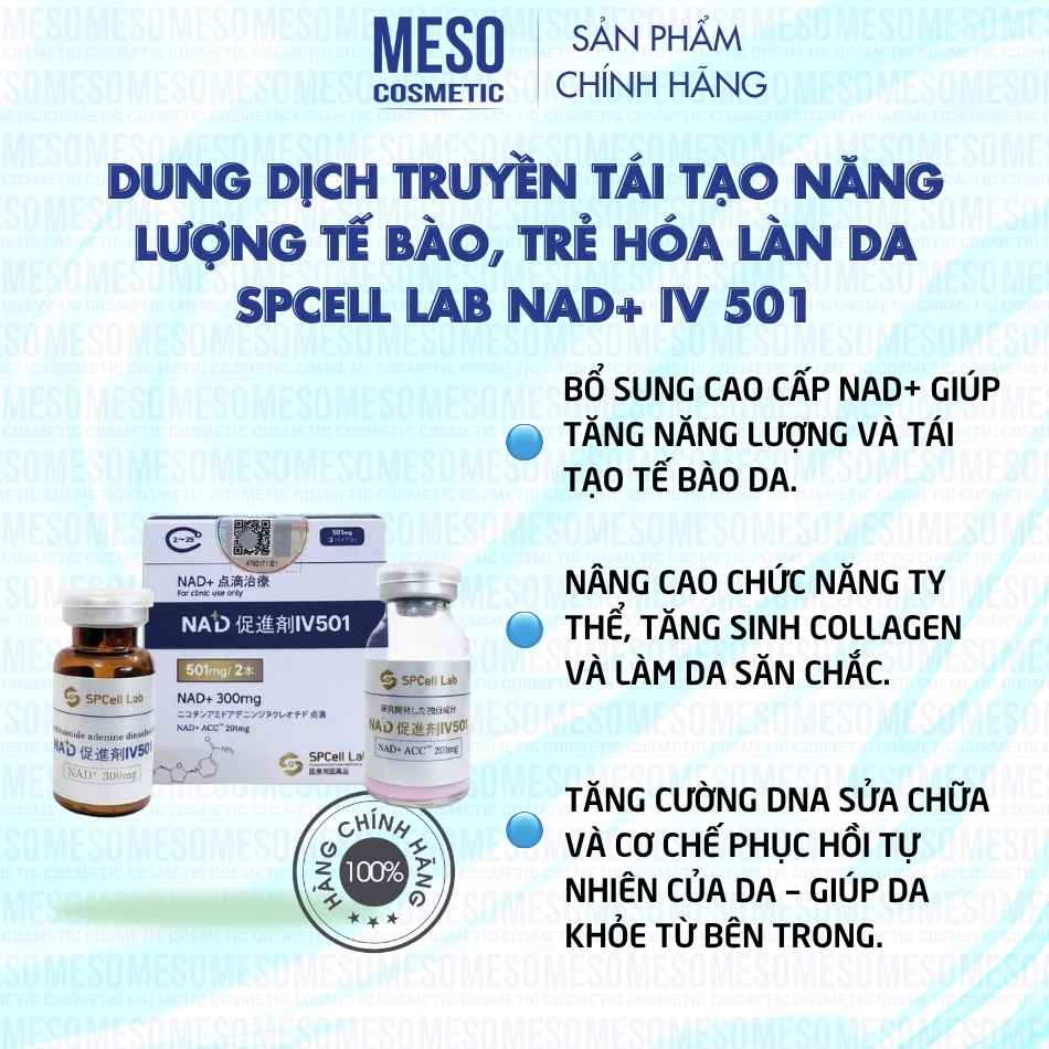 Dung dịch truyền tái tạo năng lượng tế bào, trẻ hóa làn da SPCell Lab NAD+ IV 501